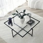 Hanah Home Sun S409 Mesa de Centro de Cristal Templado Negro